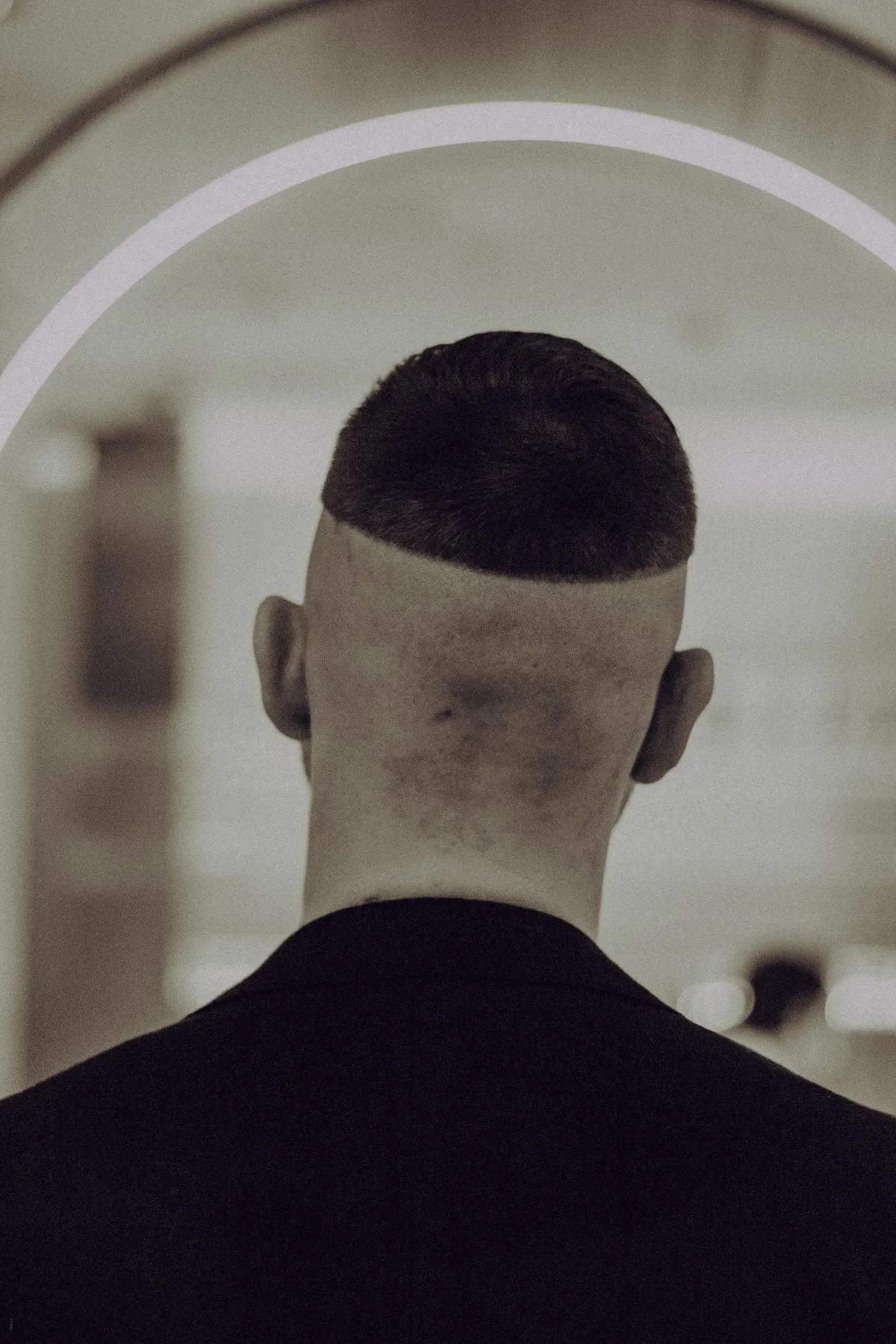 A sharp fade, back view