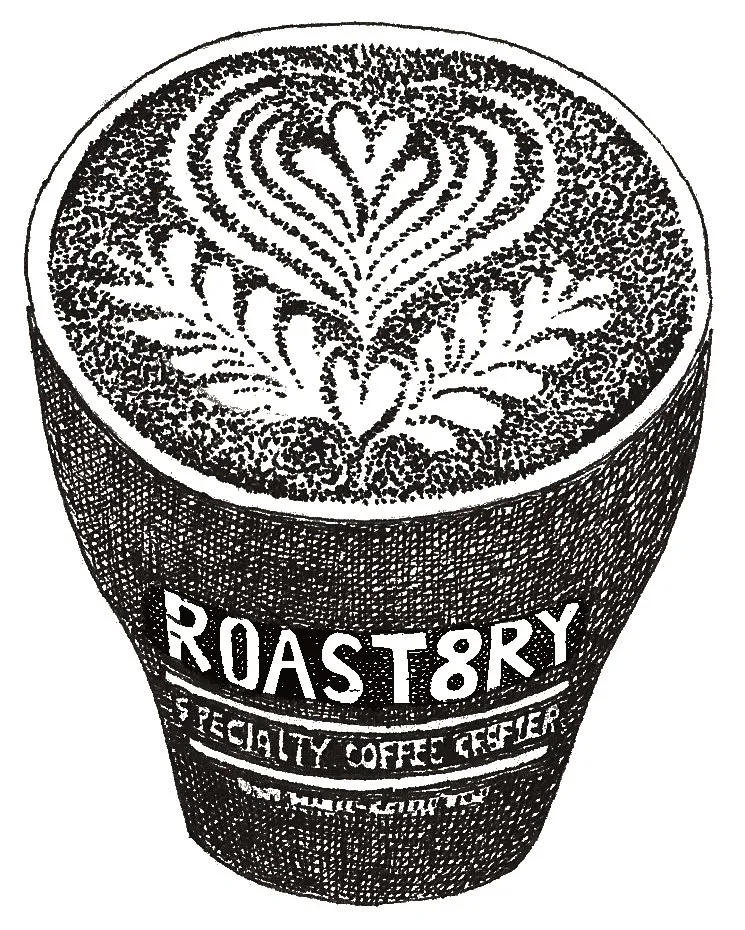 Roast8ry branded cup pen illustration