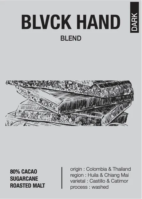 Roast8ry Blvck Hand blend — back of pack